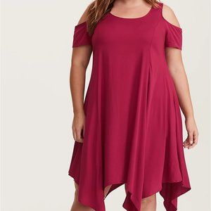 Torrid Challis Cold Shoulder Hanky Hem Dress